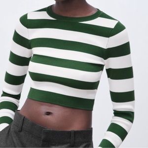 Zara Striped Knit Cropped Sweater